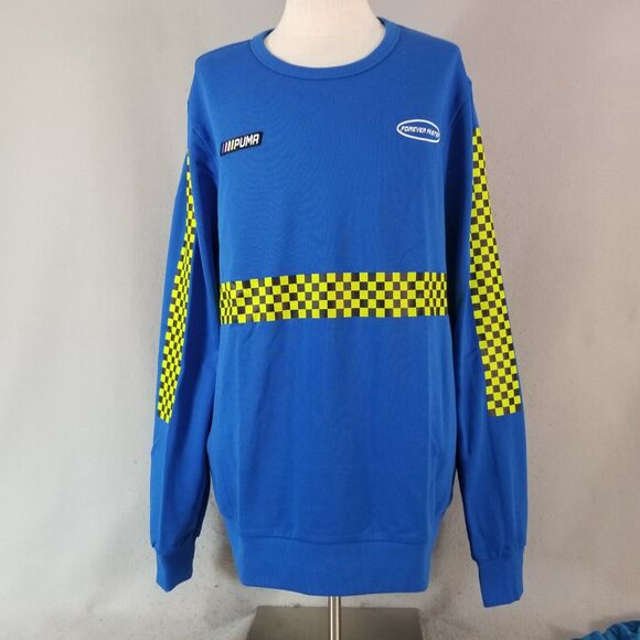 Puma sweatshirt sweater men's 2XL XXL blue long sleeve NEW - Picture 1 of 15